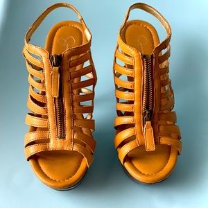 Jessica Simpson Tan leather high heels